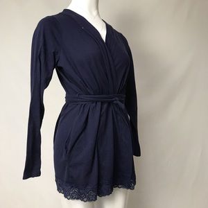 Bump in the Night navy blue long sleeve robe